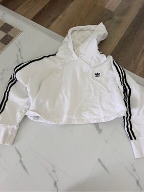 adidas White Hoodie with Black Trefoil Logo